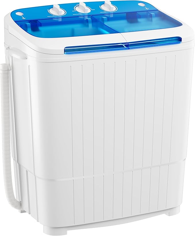 Portable Waher and Dryer, 16lbs Mini Small Washing Machine Combo with Spin Dryer, Compact Twin Tub Laundry Washer Machine for Apartments, Dorm, Rv, Camping, Blue